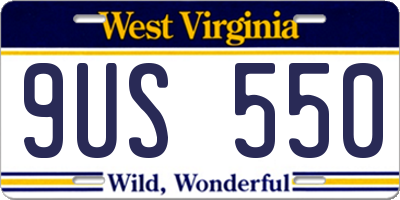 WV license plate 9US550