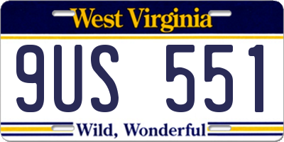 WV license plate 9US551