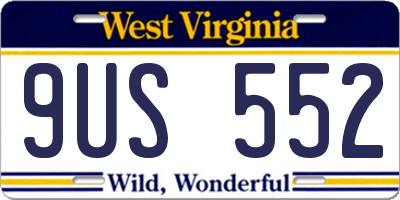 WV license plate 9US552