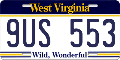 WV license plate 9US553