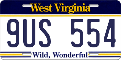WV license plate 9US554