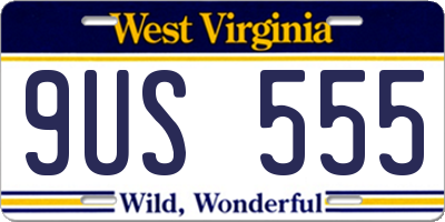 WV license plate 9US555