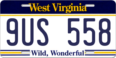 WV license plate 9US558