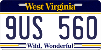 WV license plate 9US560