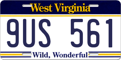 WV license plate 9US561