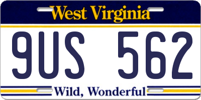 WV license plate 9US562