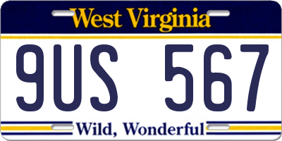 WV license plate 9US567