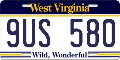 WV license plate 9US580