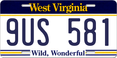 WV license plate 9US581