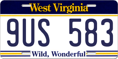 WV license plate 9US583