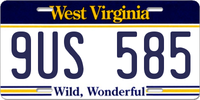 WV license plate 9US585