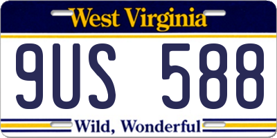 WV license plate 9US588