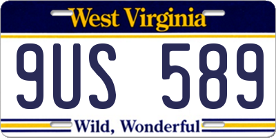 WV license plate 9US589