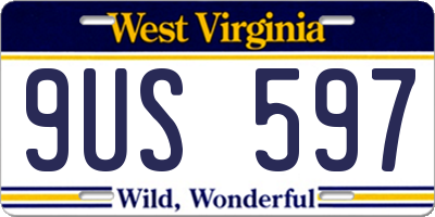WV license plate 9US597