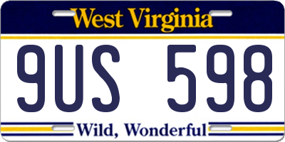 WV license plate 9US598