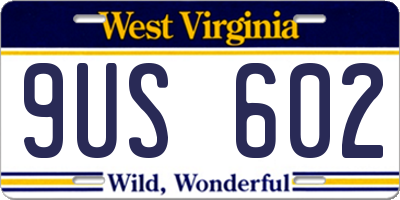 WV license plate 9US602