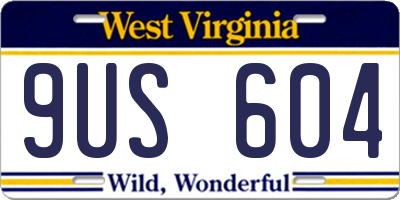 WV license plate 9US604