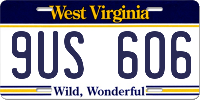 WV license plate 9US606