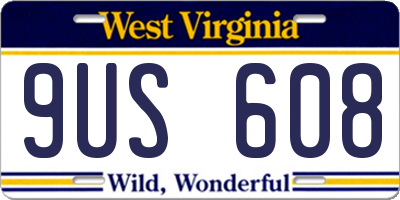 WV license plate 9US608