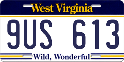 WV license plate 9US613