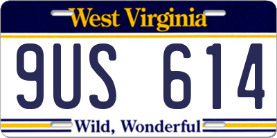 WV license plate 9US614