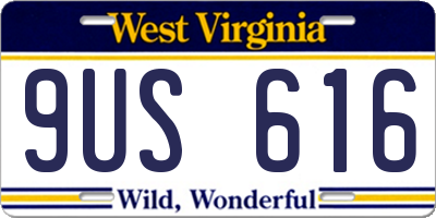 WV license plate 9US616