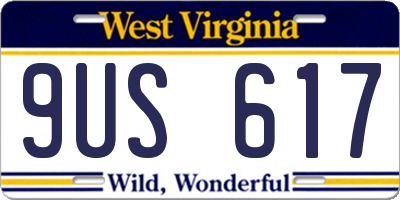 WV license plate 9US617