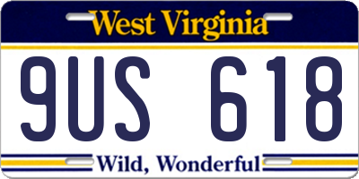 WV license plate 9US618