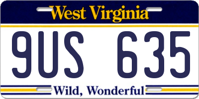 WV license plate 9US635