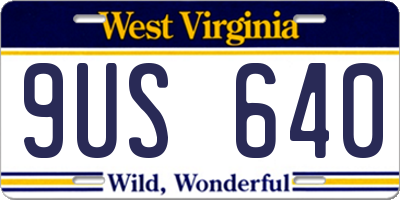 WV license plate 9US640