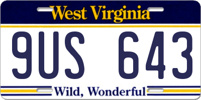 WV license plate 9US643