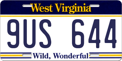 WV license plate 9US644
