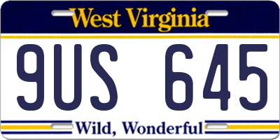 WV license plate 9US645