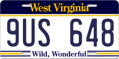 WV license plate 9US648