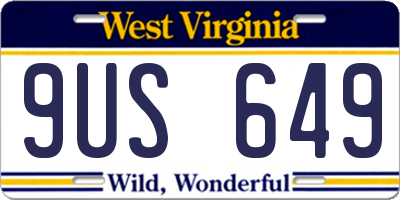WV license plate 9US649