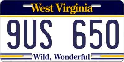WV license plate 9US650