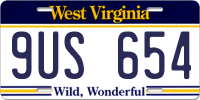 WV license plate 9US654