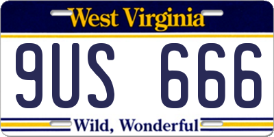 WV license plate 9US666