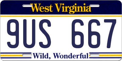 WV license plate 9US667