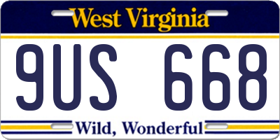 WV license plate 9US668