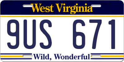 WV license plate 9US671