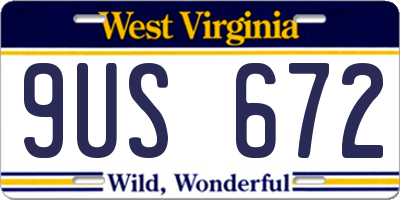 WV license plate 9US672