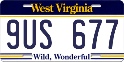 WV license plate 9US677