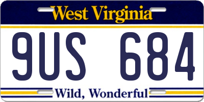WV license plate 9US684