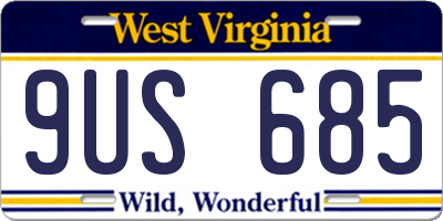 WV license plate 9US685