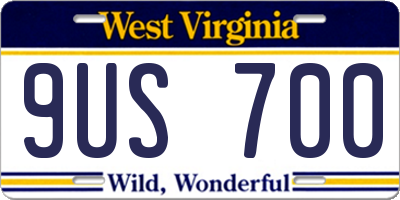 WV license plate 9US700