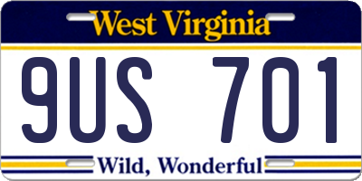 WV license plate 9US701