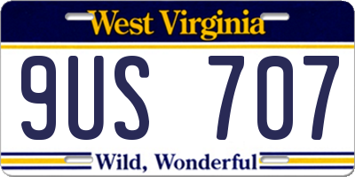 WV license plate 9US707