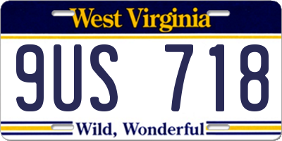 WV license plate 9US718