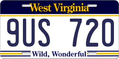 WV license plate 9US720